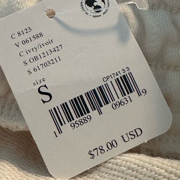 NWT Free People Cotton Blend Full Length Elastic Waist Ivory Pants, size Small - Picture 4 of 6